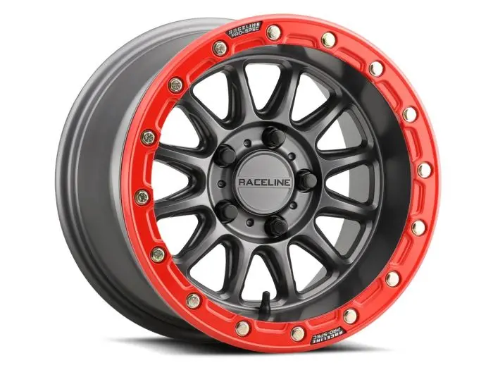 Raceline Alpha Gunmetal W/Red Ring 15X10 5X114.3 +25 - A14gr-51012+25 1