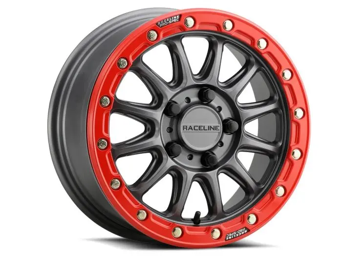 Raceline Alpha Gunmetal W/Red Ring 15X7 5X114.3 +25 - A14gr-57012+25 1