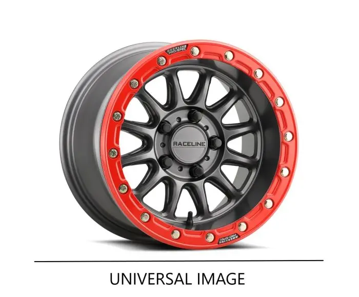 Raceline Alpha Gunmetal W/Red Ring 15X7 4X137 +10 - A14gr-57037+10 1