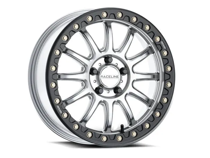 Raceline Alpha Hyper Silver W/ Blk Ring 17X7 5X114.3 +25 - A14sb-77012+25 1