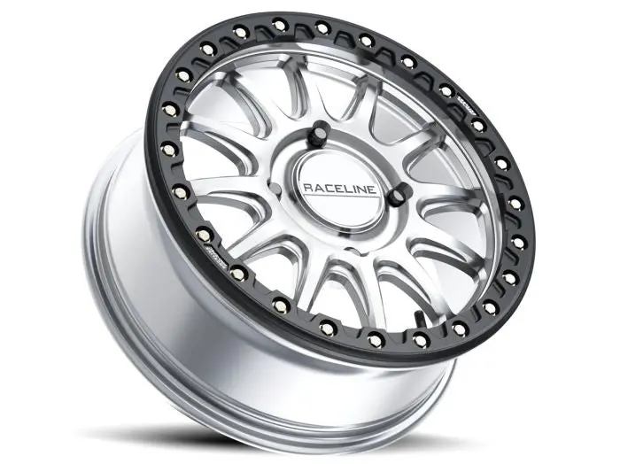 Raceline Alpha Hyper Silver W/ Black Outer Ring 17X7 4X137 +25 - A14sb-77037+25 1
