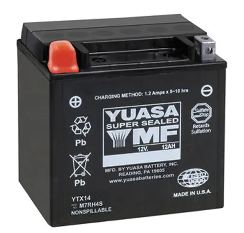 Yuasa Ytx14 Factory Activated Maintenance Free 12 Volt Battery - Yuam7rh4s 1
