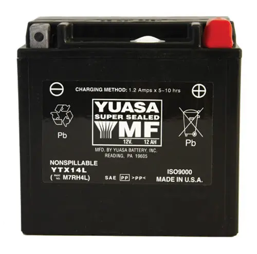 Yuasa Ytx14l Factory Activated Maintenance Free 12 Volt Batt - Yuam7rh4l 1