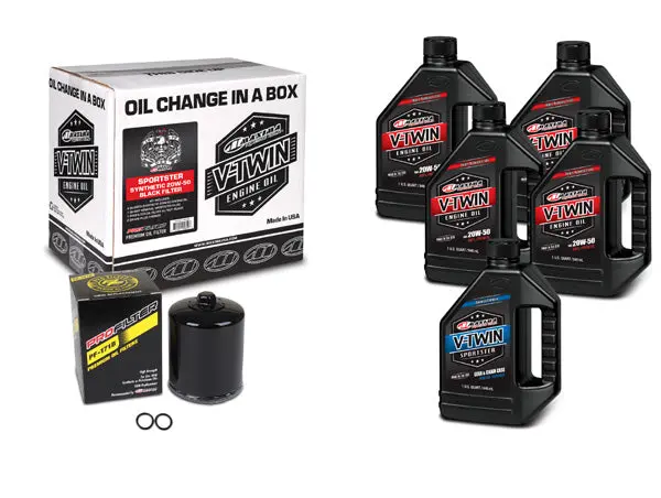 V-Twin Oil Change Kit Synthetic W/ Black Filter, Sportster - 90-119015Pb 1