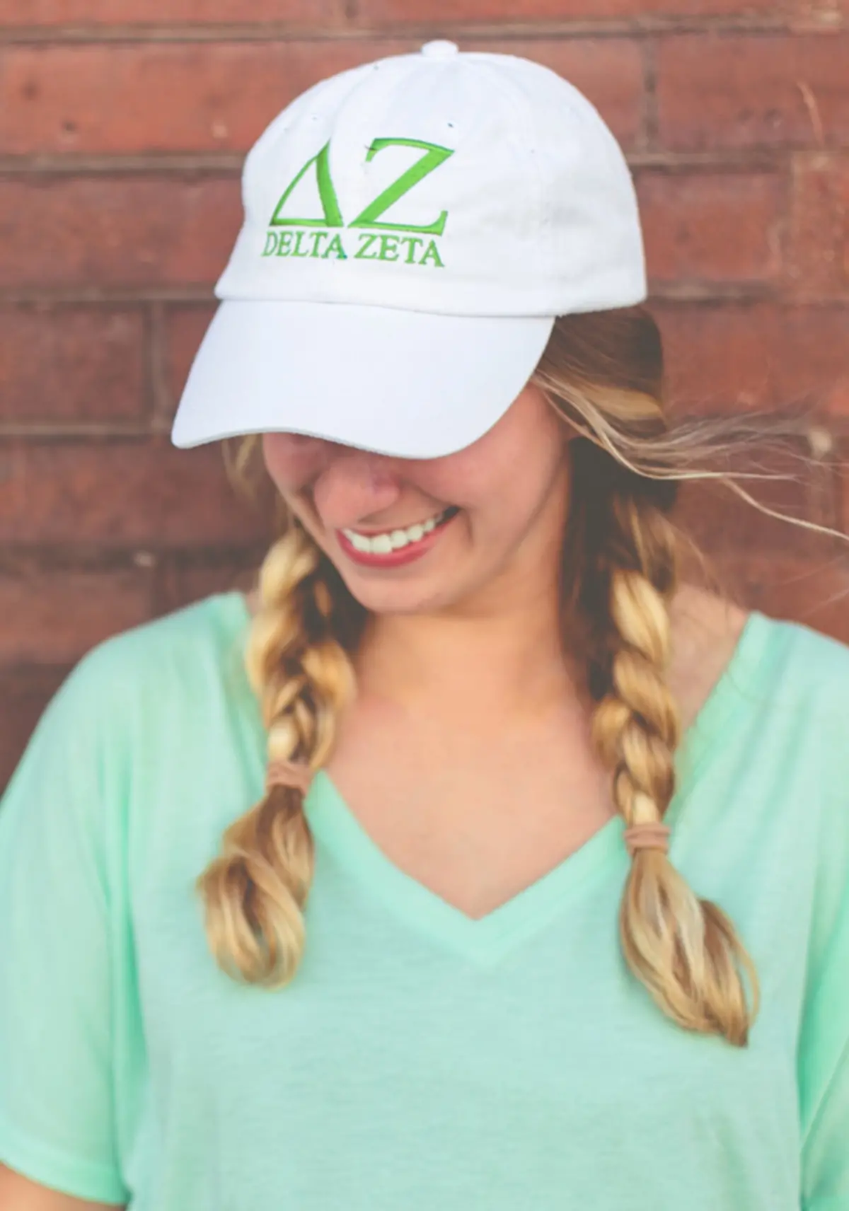 White With Green Embroidered Hat 1