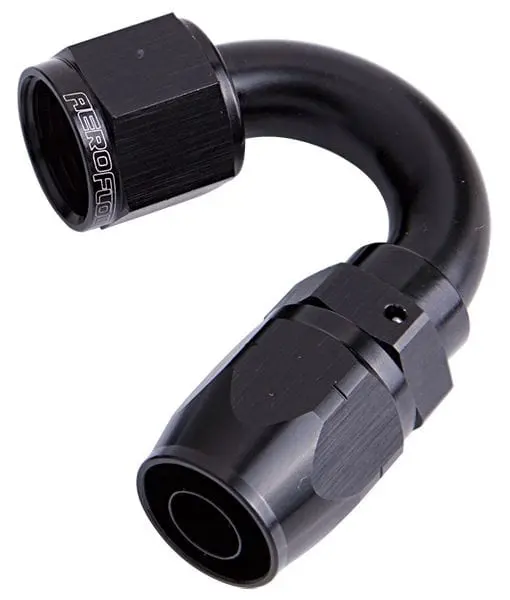 500 Series Swivel Hose End – 150° Angle, -20An, Black Finish 1