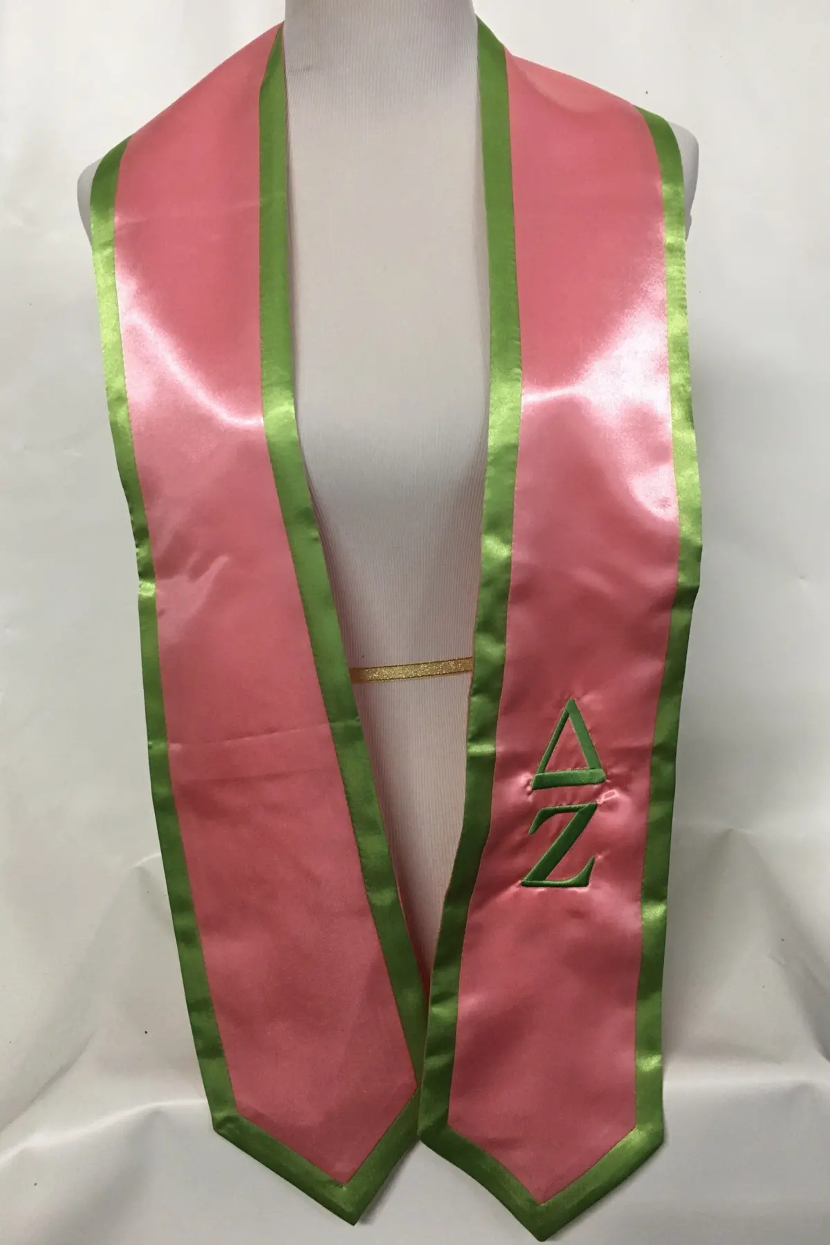 Pink With Green Trim Graduation Stole 1