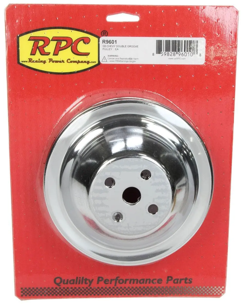 Chrome Steel Double-Groove Upper Water Pump Pulley — 6.40" Diameter, 1.75" Bolt Circle 1