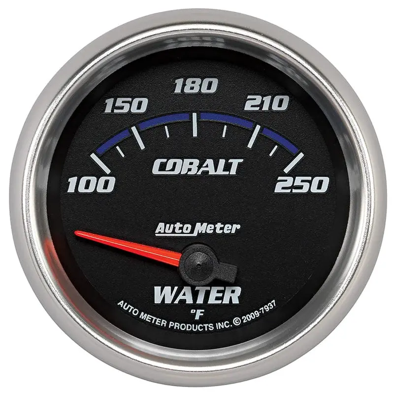 Cobalt Series Analog Water Temperature Gauge – 2-1/16" Dial, Black Face 1