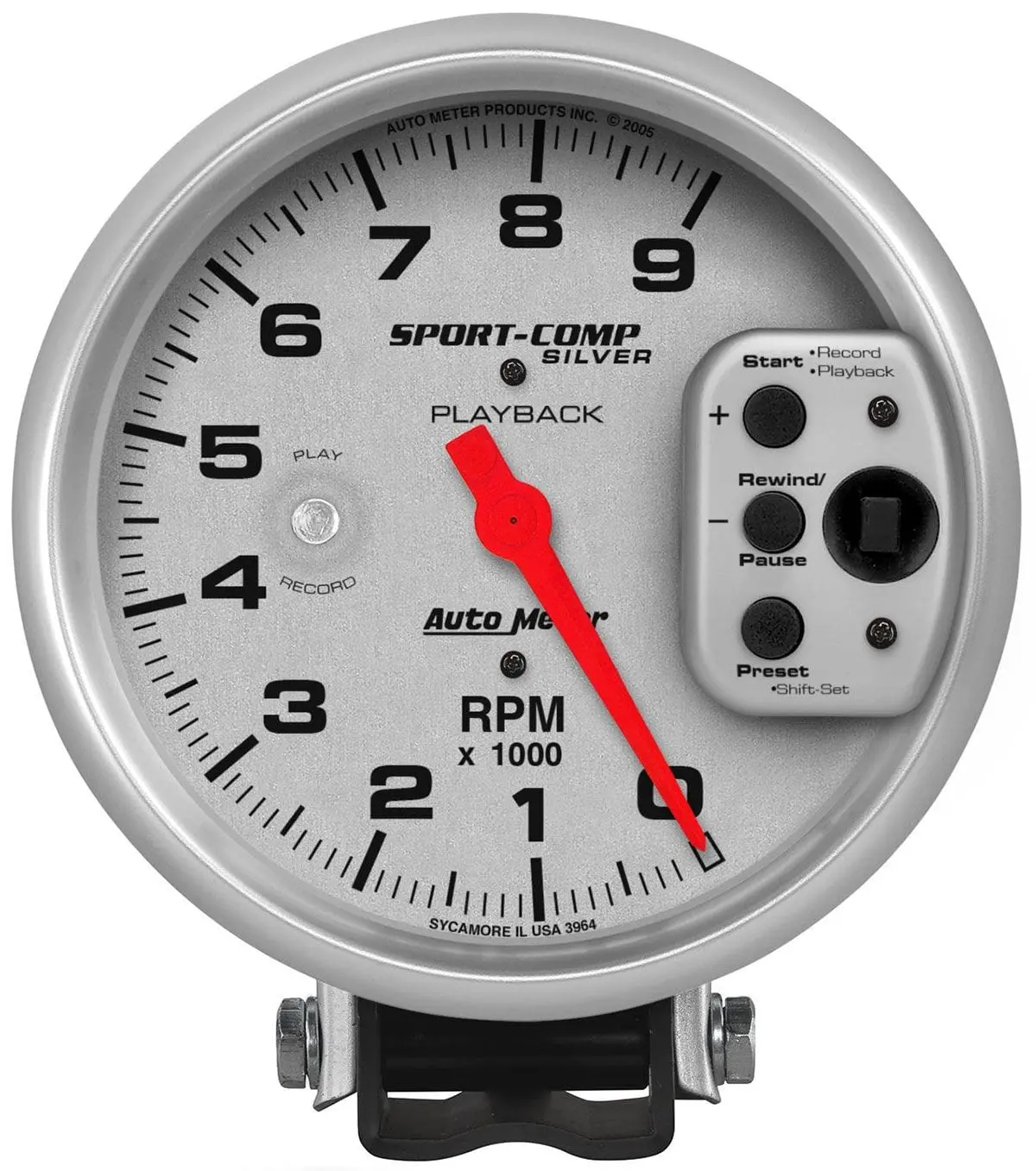Ultra-Lite Au3964 Sport-Comp Silver Tachometer – Analog Playback Display, Race-Ready Design 1