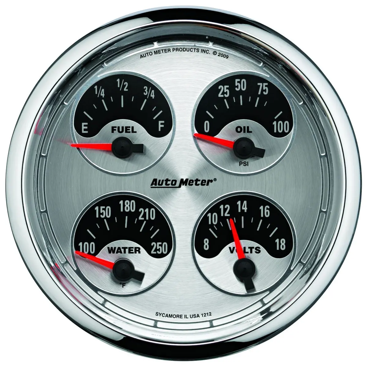 American Muscle Quad Gauge Pod – Chrome-Finished Dash-Mount Analog Instrument Cluster 1